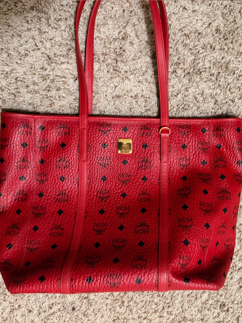 MCM Red Visetos Tote
